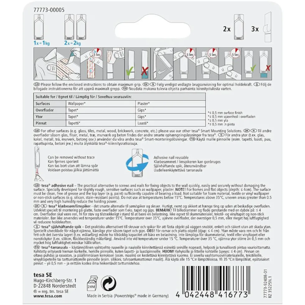 Tesa Limspiker for tapet og gips 1 kg 2-pk.