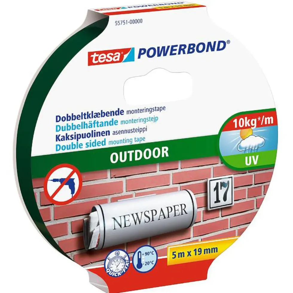 Tesa Outdoor Dobbeltsidig monteringsteip for utendørsbruk 5 m