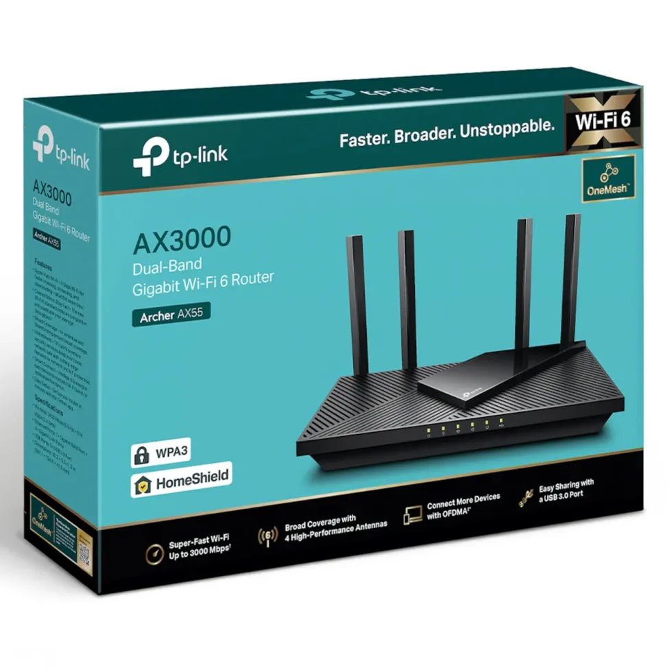 TP-Link Archer AX55 Trådløs ruter AX3000