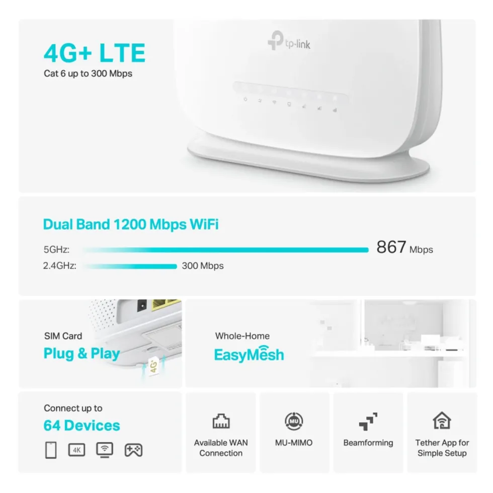 TP-Link Archer MR515 4G+-ruter AC1200