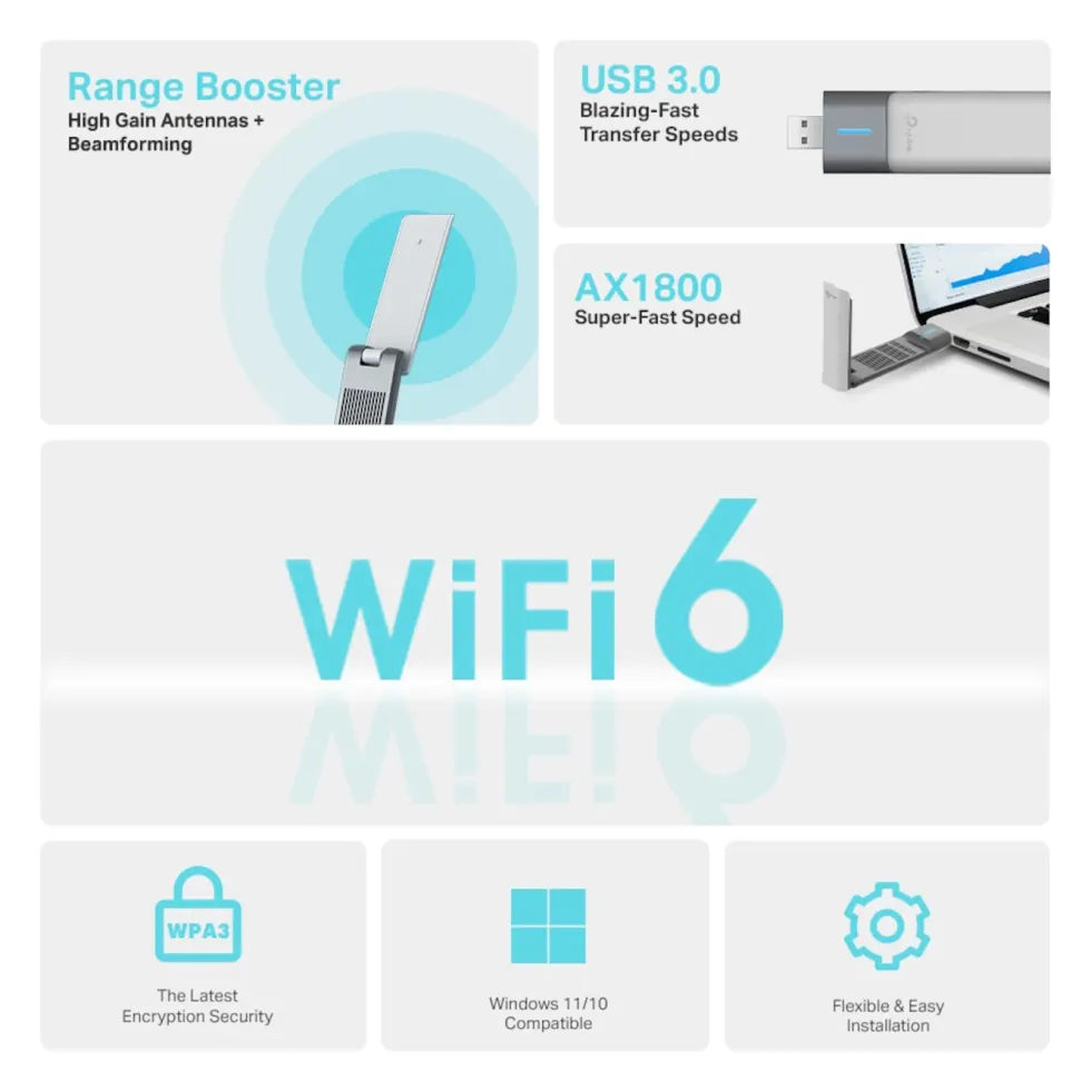 TP-Link Archer TX20UH Trådløst USB-nettverkskort AX1800