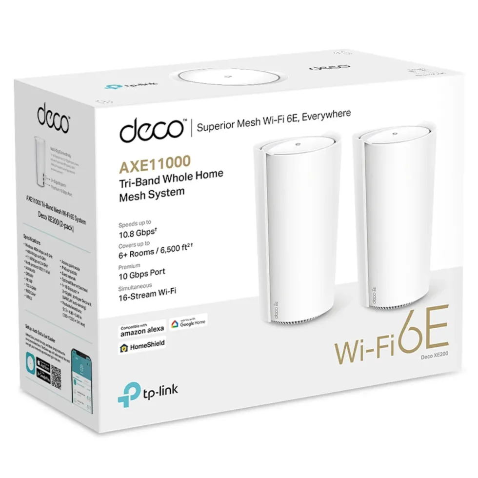 TP-Link Deco XE200 Mesh-system med Wifi 6E AXE11000 2-pk.