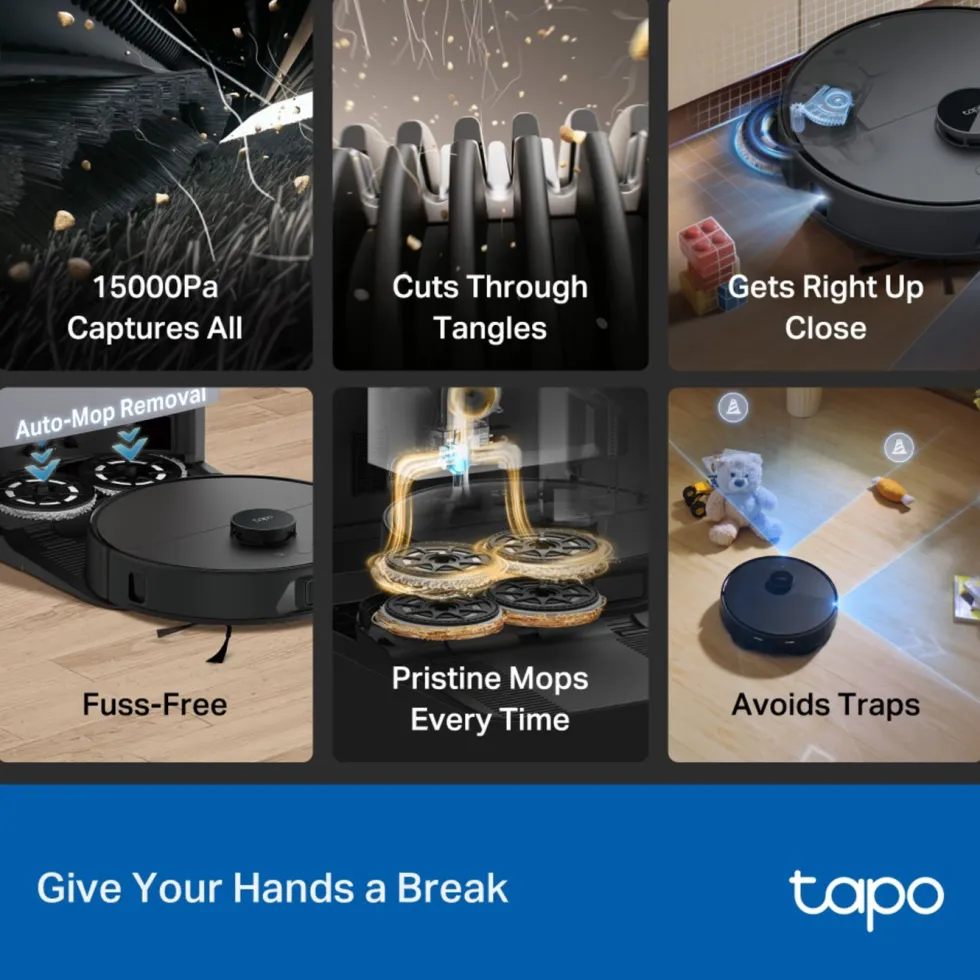 TP-Link Tapo RV50 Pro Omni – Robotstøvsuger med basestasjon