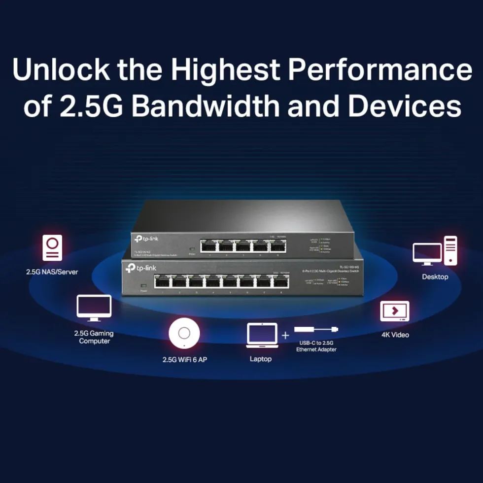 TP-Link TL-SG108-M2 Gigabitswitch 8 porter 2,5 Gb/s