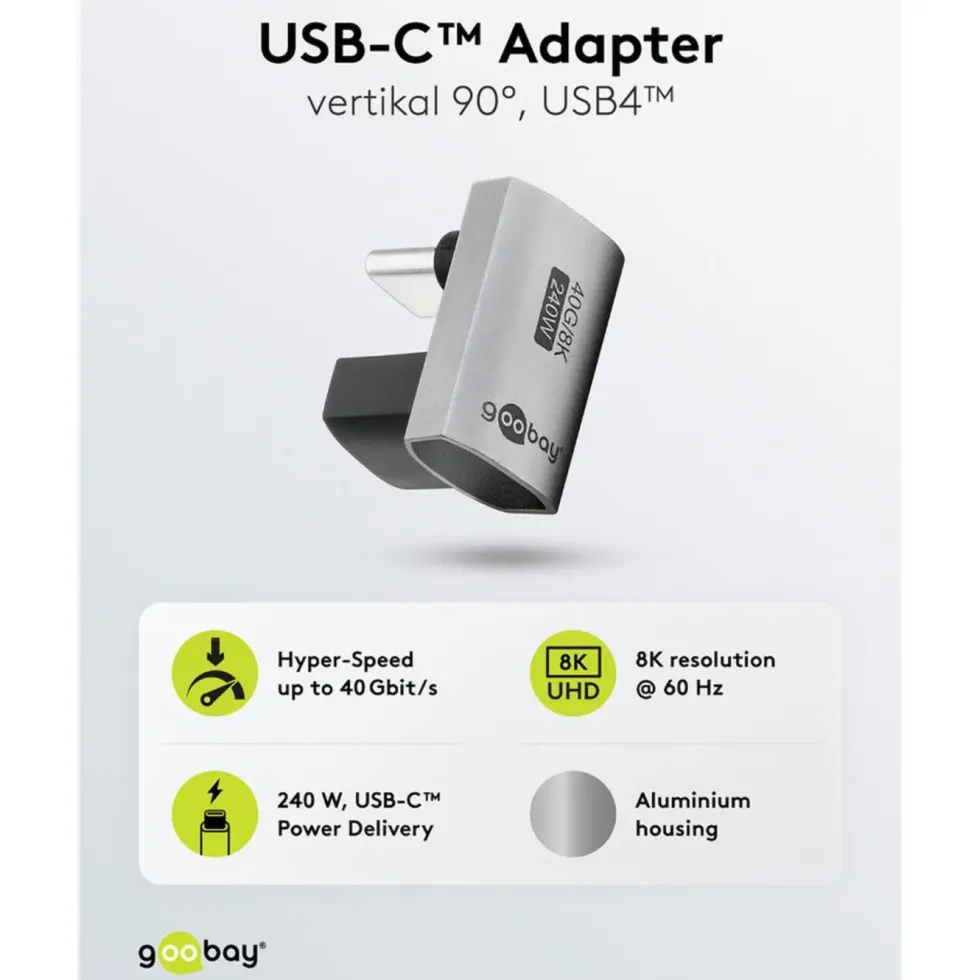 USB-C-adapter 90° med USB4-støtte