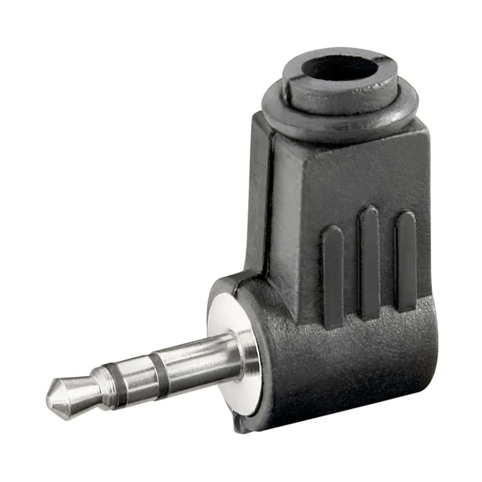 Vinklet 3,5 mm-kontakt, hann, stereo