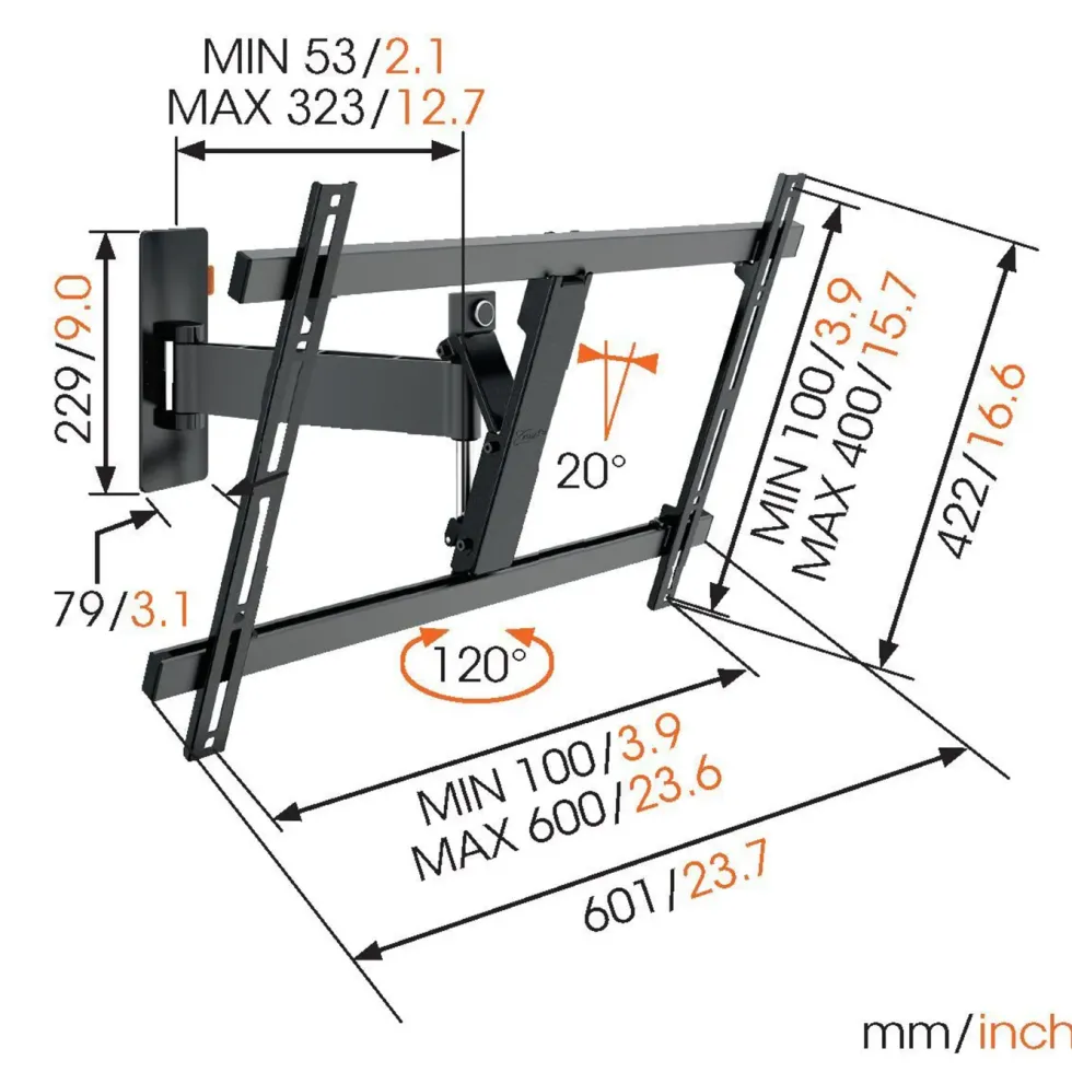 Vogels WALL 3325 full-motion Veggfeste for TV 40" til 65"