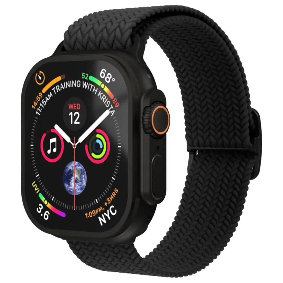 Vonmählen Woven Loop flettet rem til Apple Watch 44/45/46/49 mm All Black