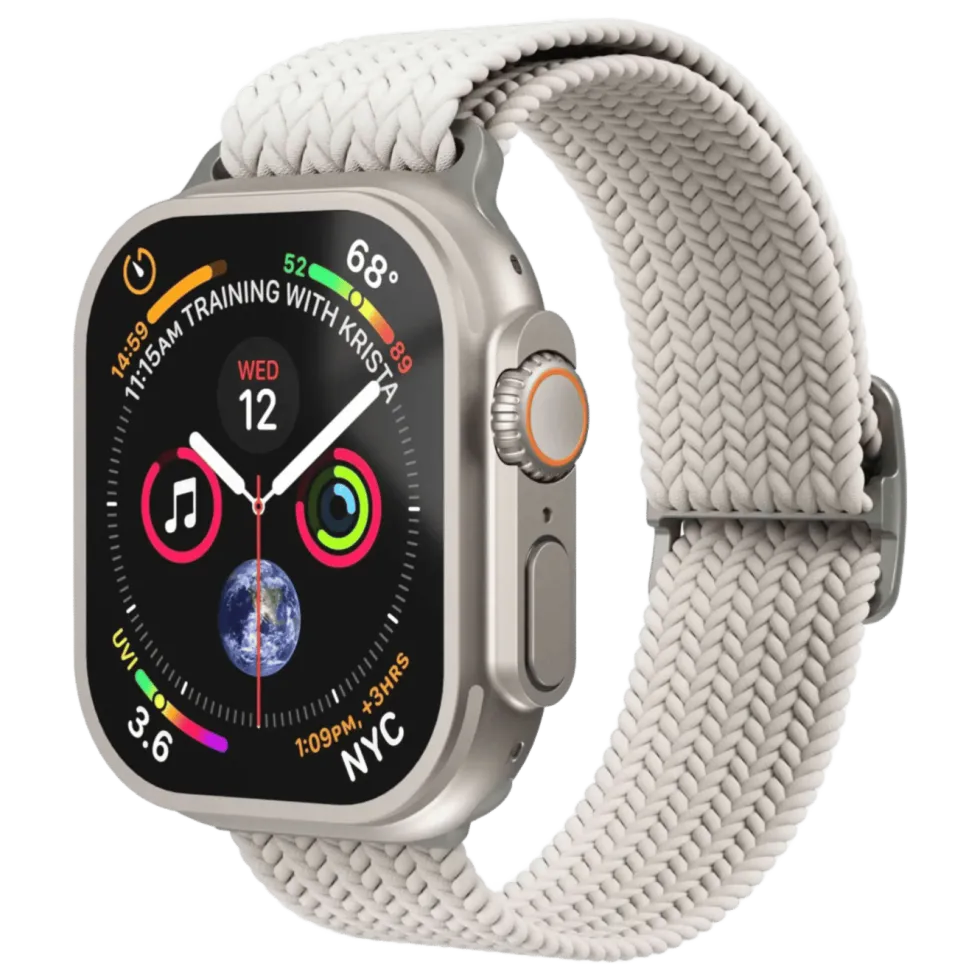 Vonmählen Woven Loop flettet rem til Apple Watch 44/45/46/49 mm Cream