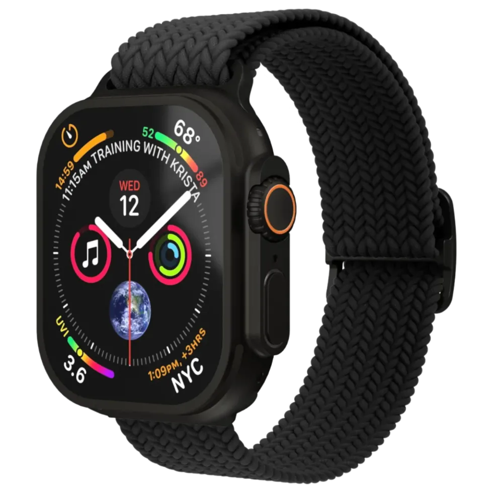 Vonmählen Woven Loop flettet rem til Apple Watch 40/41/42 mm All Black