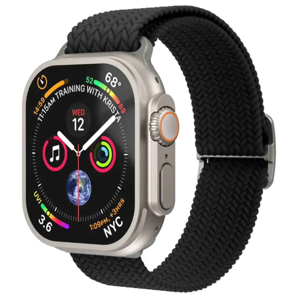 Vonmählen Woven Loop flettet rem til Apple Watch 40/41/42 mm Black